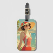  stijl Cote d'Azur Beach Girl Bagagelabel (Voorkant (verticaal))