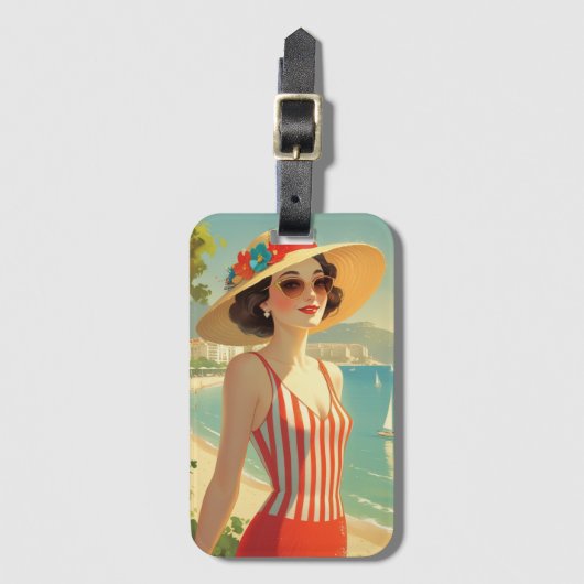  stijl Cote d'Azur Beach Girl Bagagelabel (Voorkant (verticaal))