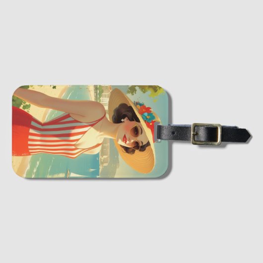  stijl Cote d'Azur Beach Girl Bagagelabel (Voorkant (horizontaal))