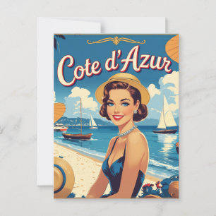  stijl Cote d'Azur Beach Girl Briefkaart