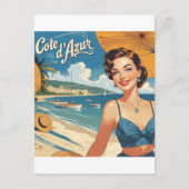  stijl Cote d'Azur Beach Girl Briefkaart (Voorkant)