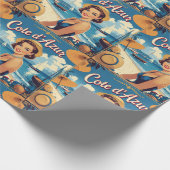 stijl Cote d'Azur Beach Girl Cadeaupapier (Hoek)