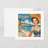 stijl Cote d'Azur Beach Girl Feestdagenkaart (Voorkant / Achterkant)