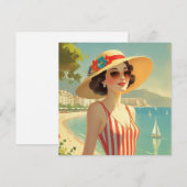  stijl Cote d'Azur Beach Girl Flat Kaart (Voorkant / Achterkant)
