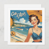  stijl Cote D'Azur Beach Girl Kaart (Voorkant / Achterkant)