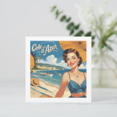  stijl Cote D'Azur Beach Girl Kaart (Staand voorkant)