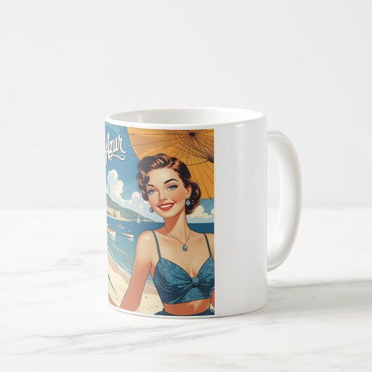  stijl Cote d'Azur Beach Girl Koffiemok (Voorkant rechts)