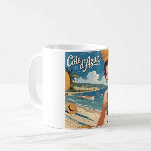  stijl Cote d'Azur Beach Girl Koffiemok (Voorkant links)