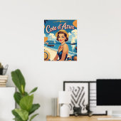 stijl Cote d'Azur Beach Girl Poster (Thuiskantoor)