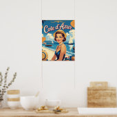 stijl Cote d'Azur Beach Girl Poster (Keuken)