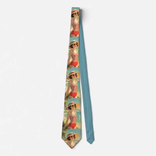 stijl Cote d'Azur Beach Girl Stropdas (Voorkant)