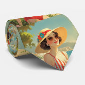 stijl Cote d'Azur Beach Girl Stropdas (Opgerold)