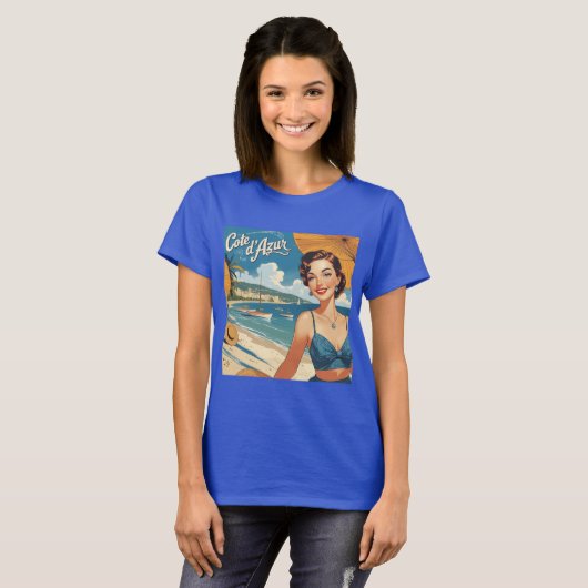  stijl Cote d'Azur Beach Girl T-shirt (Voorkant volledig)