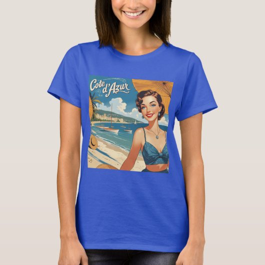  stijl Cote d'Azur Beach Girl T-shirt (Voorkant)