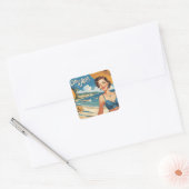 stijl Cote d'Azur Beach Girl Vierkante Sticker (Envelop)