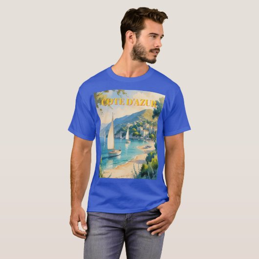  stijl Cote d'Azur Franse reis T-shirt (Voorkant volledig)