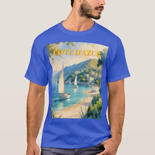  stijl Cote d'Azur Franse reis T-shirt (Voorkant)