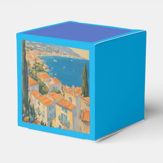  stijl Cote d'Azur Franse Reis Waterverf Bedankdoosjes (Achterkant)