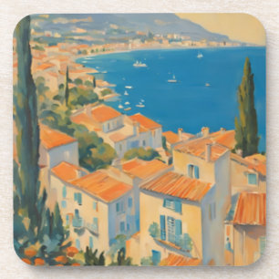 stijl Cote d'Azur Franse Reis Waterverf Bier Onderzetter