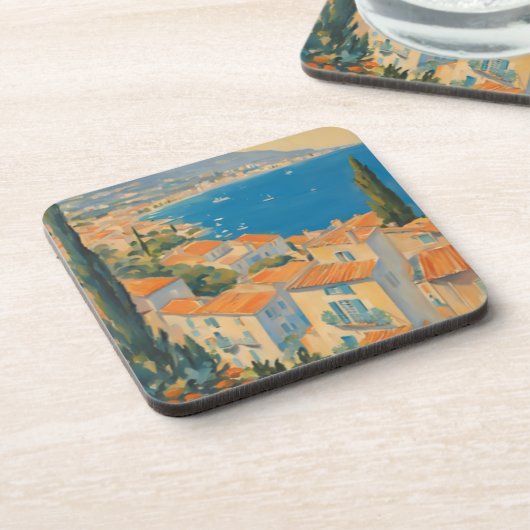 stijl Cote d'Azur Franse Reis Waterverf Bier Onderzetter (Linkerzijde)