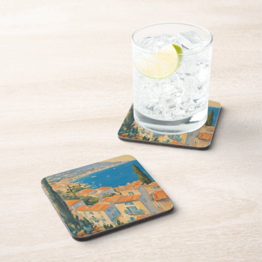 stijl Cote d'Azur Franse Reis Waterverf Bier Onderzetter (Rechterzijde)