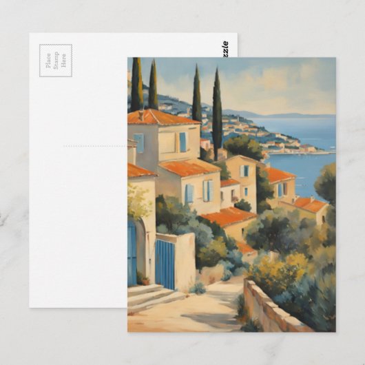  stijl Cote d'Azur Franse Reis Waterverf Briefkaart (Voorkant / Achterkant)