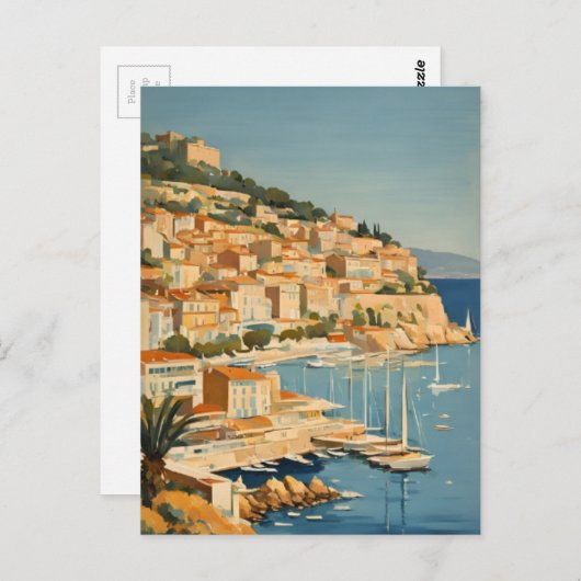  stijl Cote d'Azur Franse Reis Waterverf Briefkaart (Voorkant / Achterkant)