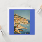 stijl Cote d'Azur Franse Reis Waterverf Kaart (Voorkant / Achterkant in situ)