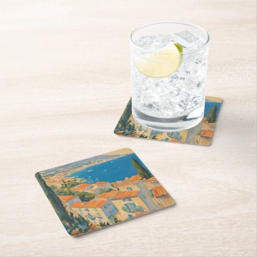  stijl Cote d'Azur Franse Reis Waterverf Kartonnen Onderzetters (Insitu)