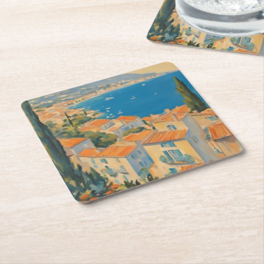  stijl Cote d'Azur Franse Reis Waterverf Kartonnen Onderzetters (Schuin)