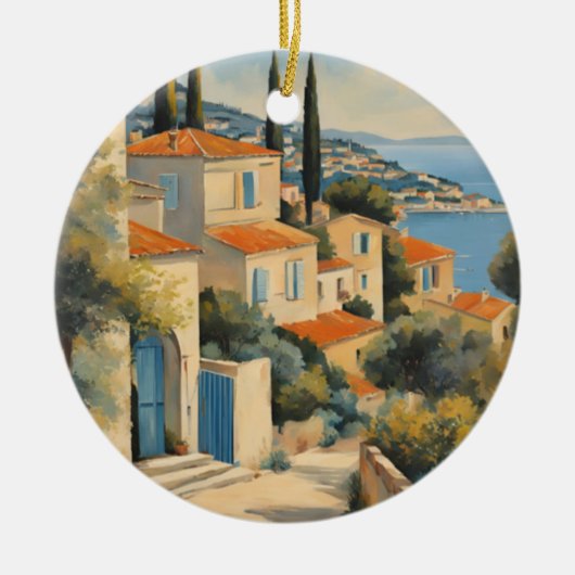  stijl Cote d'Azur Franse Reis Waterverf Keramisch Ornament (Voorkant)