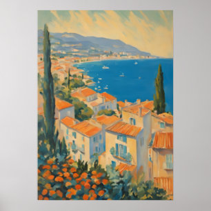  stijl Cote d'Azur Franse Reis Waterverf Poster