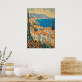  stijl Cote d'Azur Franse Reis Waterverf Poster (Keuken)
