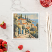  stijl Cote d'Azur Franse Reis Waterverf Servet (Insitu)