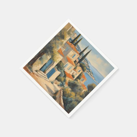  stijl Cote d'Azur Franse Reis Waterverf Servet (Hoek)