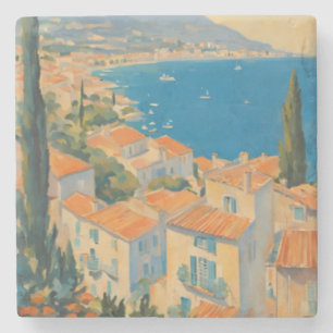 stijl Cote d'Azur Franse Reis Waterverf Stenen Onderzetter