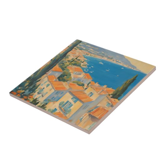  stijl Cote d'Azur Franse Reis Waterverf Tegeltje (Zijkant)