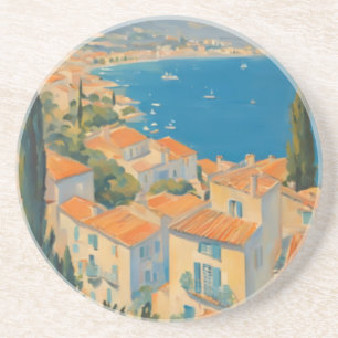 stijl Cote d'Azur Franse Reis Waterverf Zandsteen Onderzetter