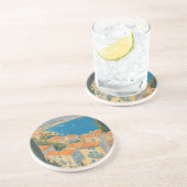  stijl Cote d'Azur Franse Reis Waterverf Zandsteen Onderzetter (Zijkant)