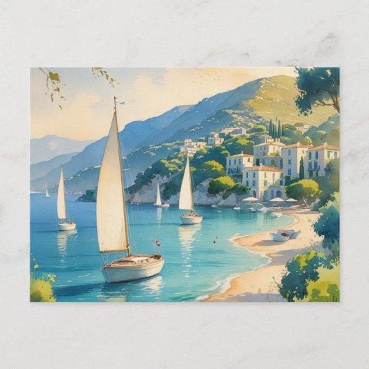  stijl Cote d'Azur Franse reizen Aankondigingskaart (Voorkant)