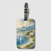 stijl Cote d'Azur Franse reizen Bagagelabel (Voorkant (verticaal))
