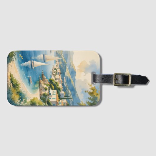  stijl Cote d'Azur Franse reizen Bagagelabel (Voorkant (horizontaal))