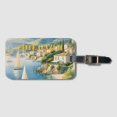 stijl Cote d'Azur Franse reizen Bagagelabel (Voorkant (horizontaal))