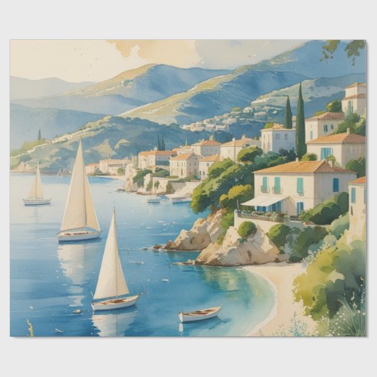  stijl Cote d'Azur Franse reizen Cadeaupapier (Vlak)