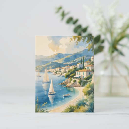 stijl Cote d'Azur Franse reizen Feestdagenkaart (Staand voorkant)