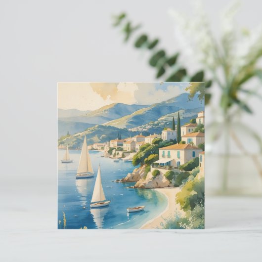 stijl Cote d'Azur Franse reizen Feestdagenkaart (Staand voorkant)