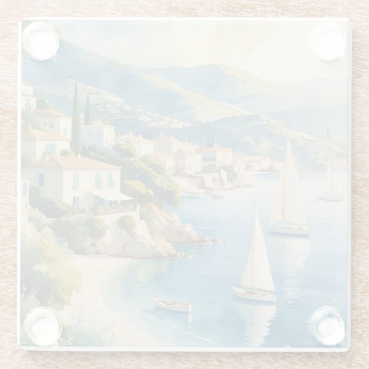  stijl Cote d'Azur Franse reizen Glazen Onderzetter (Achterkant)