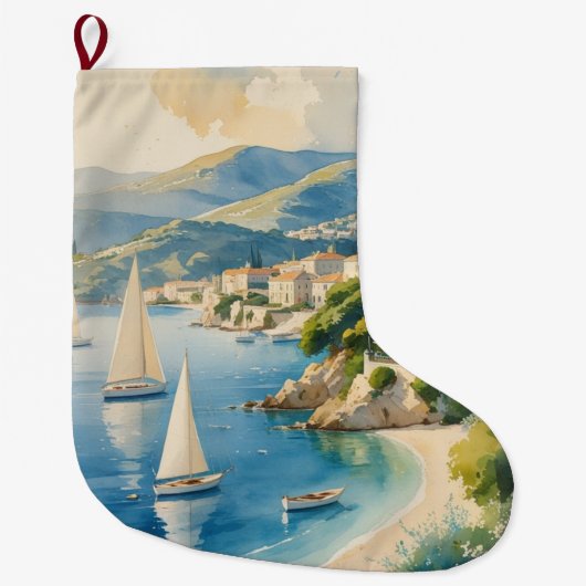 stijl Cote d'Azur Franse reizen Grote Kerstsok (Voorkant)