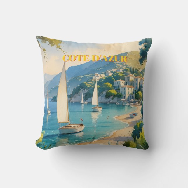  stijl Cote d'Azur Franse reizen Kussen (Voorkant)