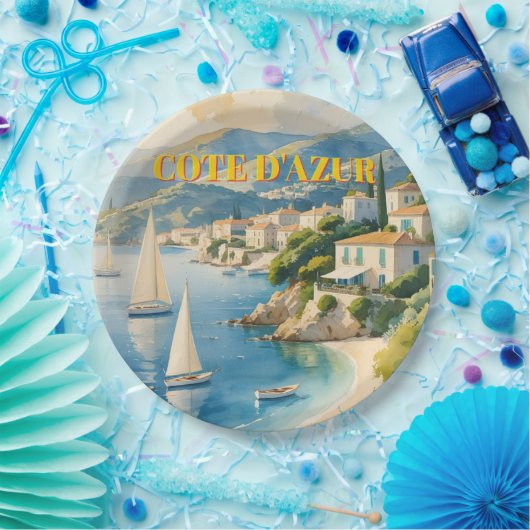  stijl Cote d'Azur Franse reizen Papieren Bordje (Feest)